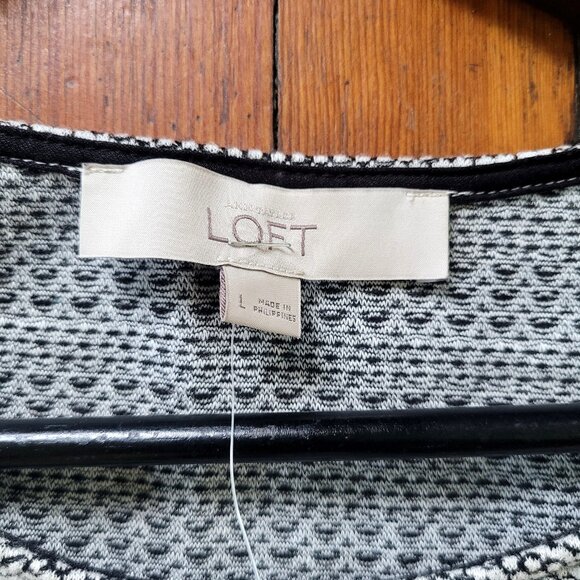 NWT Cotton-Blend Loft Black White Dress, sz Large - Picture 13 of 13